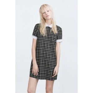 Zara Trafaluc Black & White Checkered Collared Dress 🔲⚜️🤍